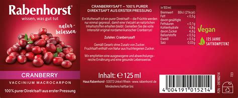 Rabenhorst Cranberry Muttersaft Mini 24x125 Ml Shop Apotheke