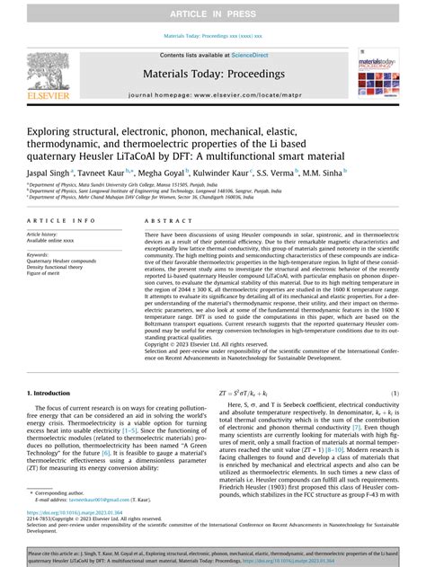 Pdf Exploring Structural Electronic Phonon Mechanical Elastic