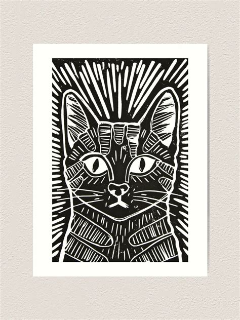 "Cat Portrait Lino Print" Art Print for Sale by AdamRegester | Redbubble