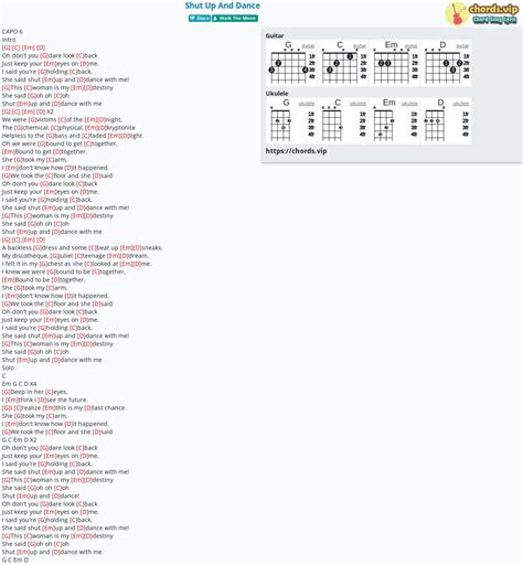 Chord: Shut Up And Dance - tab, song lyric, sheet, guitar, ukulele ...