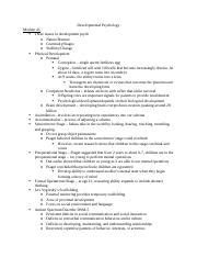 2017 01 31 Unit 9 AP Psych Notes Docx Developmental Psychology Module