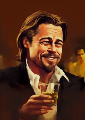 a painting of a man holding a glass with beer in his hand and smiling ...