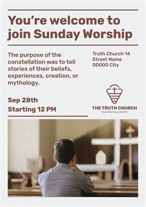 Free Minimalist The Truth Church Sunday Worship Invitation Template