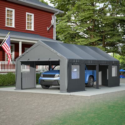 Thanaddo 10 Ft W X 20 Ft D Carport Galvanized Steel Portable Garage