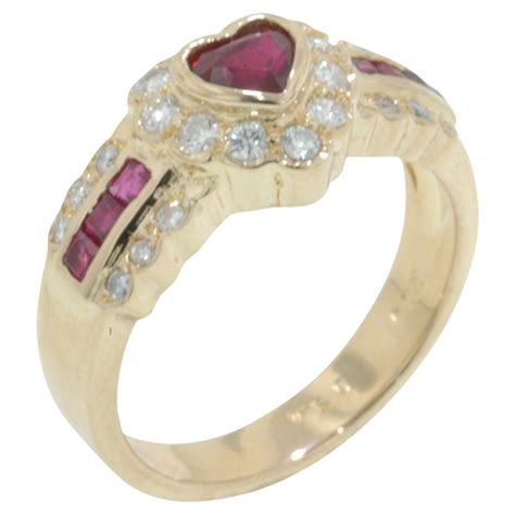 Heart Shaped Amethyst And Diamond Ring In Yellow Gold For Sale At