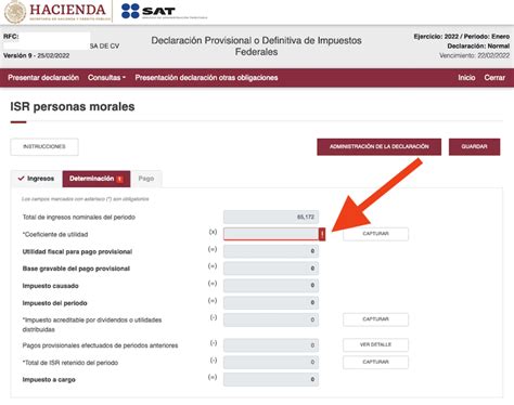 Solución al error del coeficiente de utilidad en pago provisional de