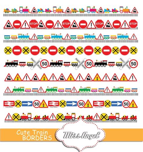 Trains & Traffic Signs Borders Clip art Digital ribbons