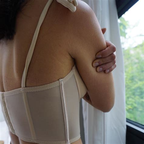 Nude Corset Bustier Super Stretch Mesh And Satin Depop