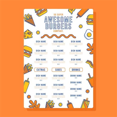 Premium Vector Delicious Burgers Menu Template