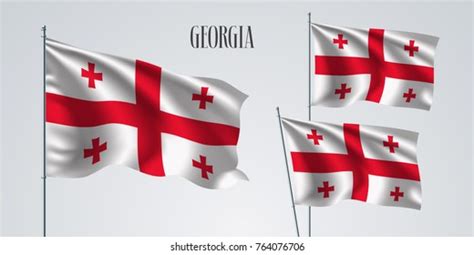 Georgia Waving Flag Set Vector Illustration Stock Vector Royalty Free