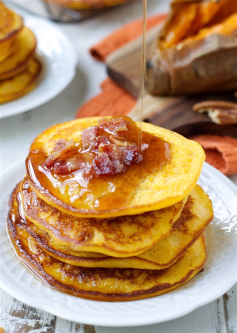 Sweet Potato Bacon Pancakes - Maebells