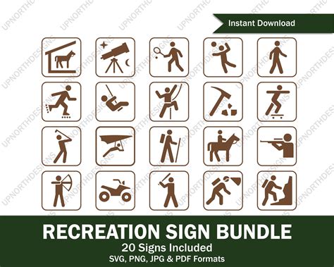 National park sign recreation symbols brown svg bundle hiking climbing ...