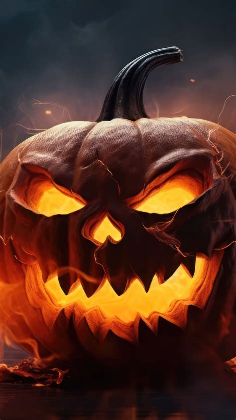 Scary Jack-o-Lantern Pumpkin 4K #7001m Wallpaper iPhone Phone