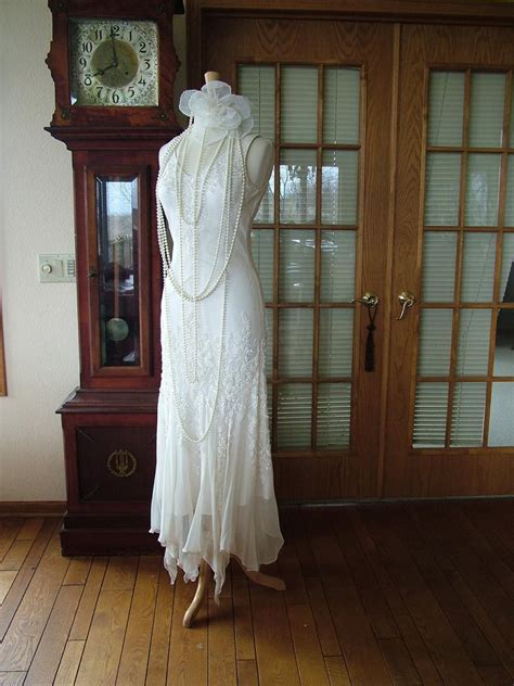 1920s Flapper Wedding Dress Scarf Bottom Sequin Great Gadsby Vintage