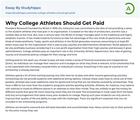 Why College Athletes Should Get Paid Essay Example