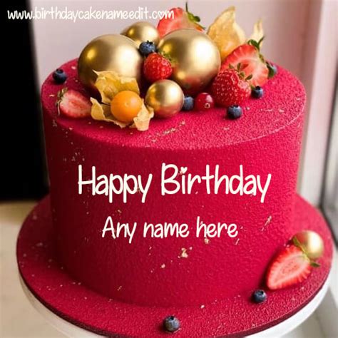 Happy Birthday Red Strawberry Cake With Name Edit