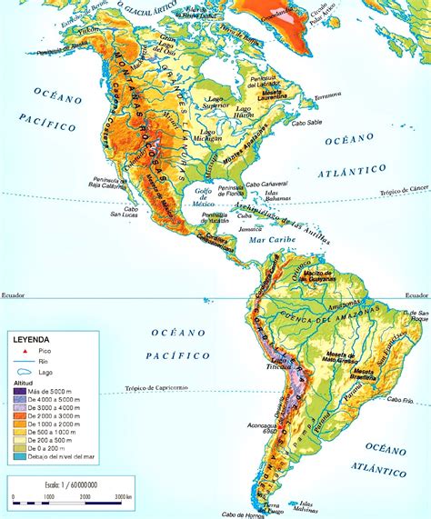 Mapa De Relieve De América Mapa De América