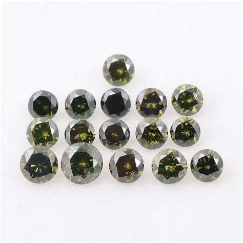 16 Pcs Diamonds 1 72 Ct Round Fancy Deep Green SI Catawiki