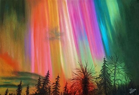 Colourful Aurora Borealis Pastel by Kevin Hubbard - Fine Art America