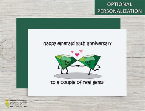 Emerald 55th Anniversary Card For A Couple Funny Emerald Etsy