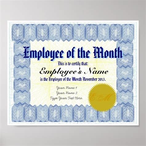 Employee Of The Month Certificate Print Zazzle