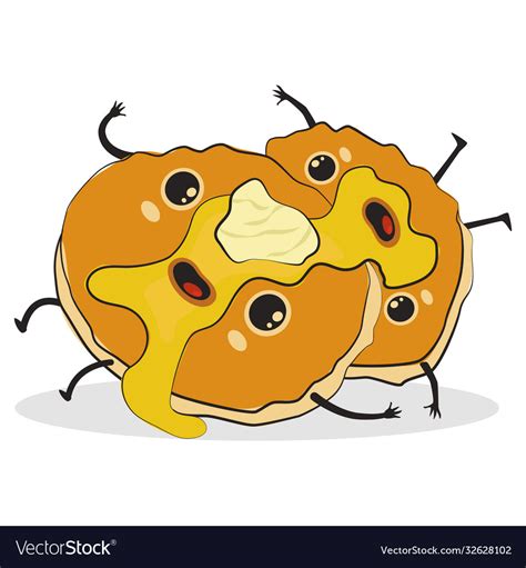 Cute Comic Food Character Pancakes Royalty Free Vector Image