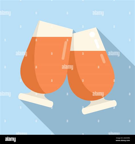 Drink Cheers Icon Flat Vector Glass Toast Bar Alcohol Stock Vector