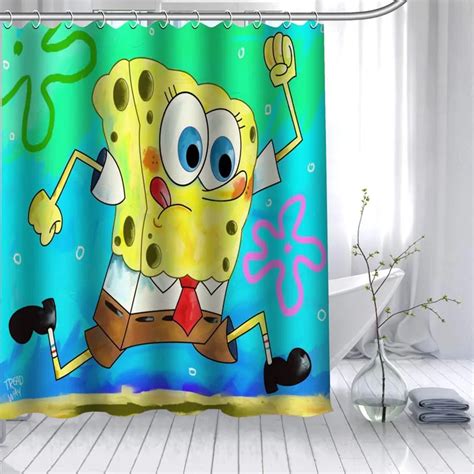 Custom Spongebob Shower Curtain 3D Waterproof Polyester Fabric Bath ...