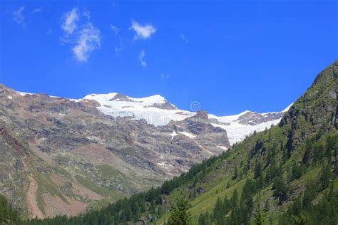 Panorama of Mountains with Monte Rosa Mountain Range Stock Image - Image of monte, glacier ...