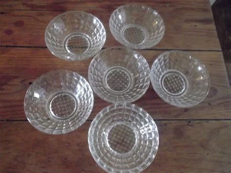 VINTAGE GLASS BOWLS, set of 6, dessert, serving, tableware, Portuguese ...