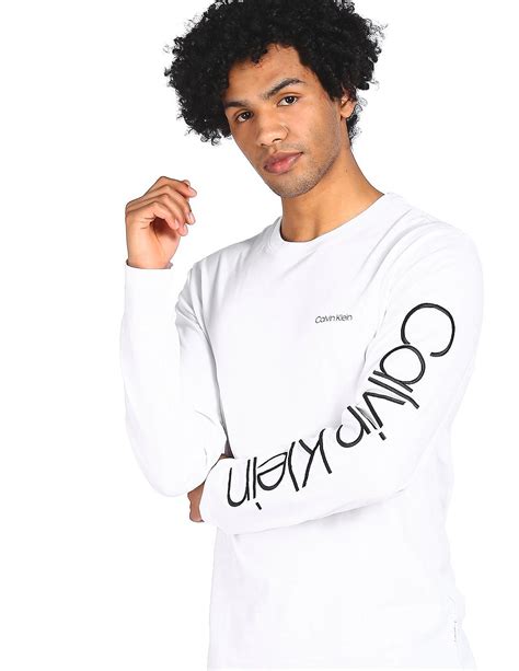 Buy Calvin Klein Men White Long Sleeve Logo T Shirt