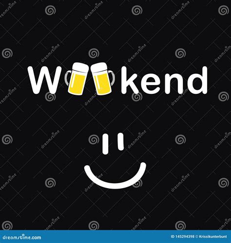 Happy Weekend Beer Smile Cartoon Stock Vector Illustration Of Cute