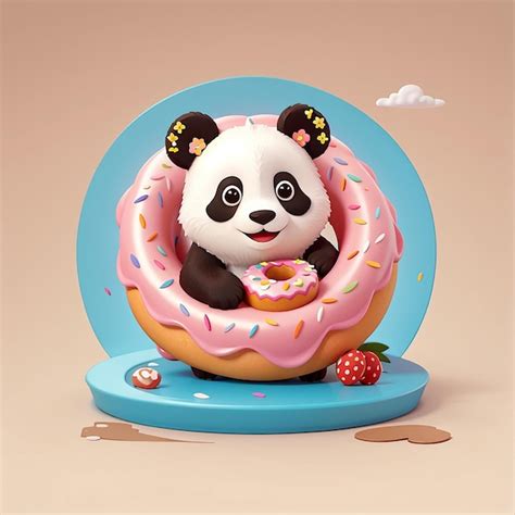 Premium Photo | Cute Panda in the Donut Cartoon Vector Icon Illustration