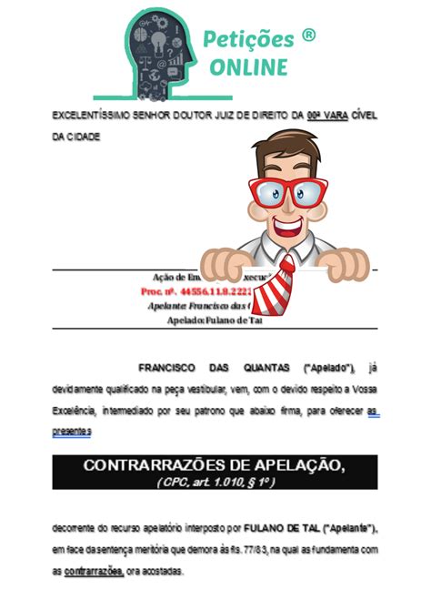 Contrarraz Es De Apela O C Vel Art Novo Cpc Modelo