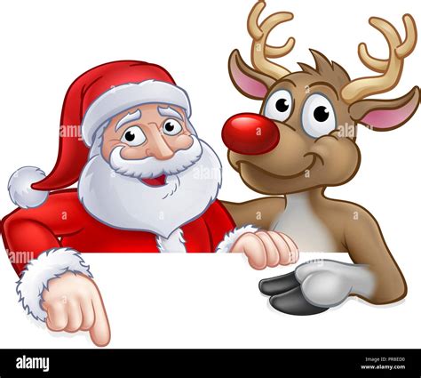 Santa And Reindeer Christmas Cartoon Character Stock Vector Image And Art Alamy