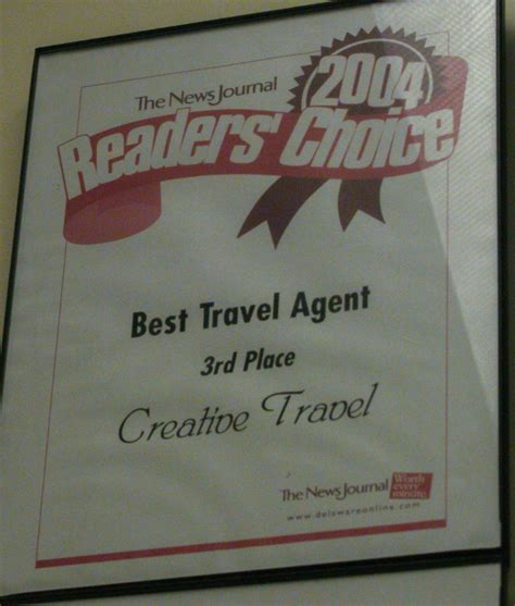 2004 Reader’s Choice Best Travel Agent | Creative Travel, Inc