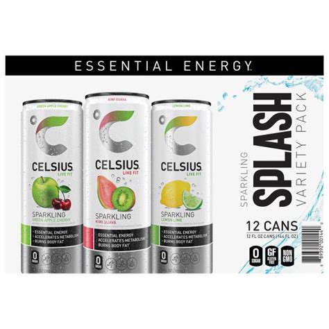 Celsius Live Fit Energy Drink Green Apple Cherrykiwi Guavalemon Lime