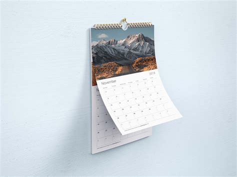 Free Wall Calendar Mockup And Template Psd