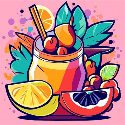 Premium Vector Delicious Summer Juice With Awesome Beach Background Cocktails Drinking Glass