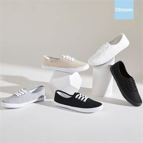 Obtaom Womens Canvas Sneakers Fashion Lace Up Canvas Shoes Low Top