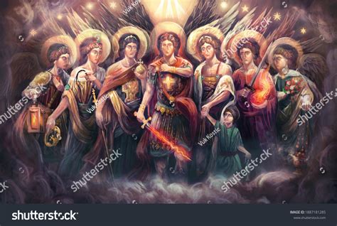 Seven Archangels God: ภาพประกอบสต็อก 1887181285 | Shutterstock