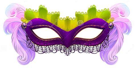 Purple Carnival Mask With Feathers Stock Vector Illustration Of