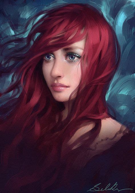 Chaos By Selenada Red Haired Girl Portrait Digital Painting Blue Eyes