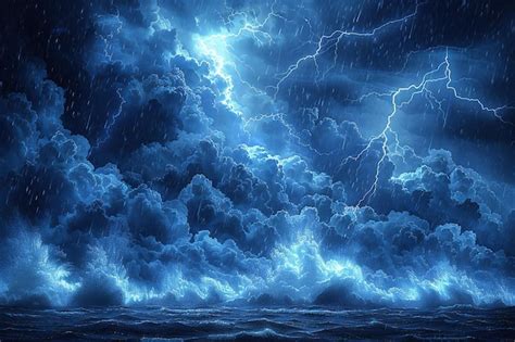 premium photo  lightning storm   blue background   dark