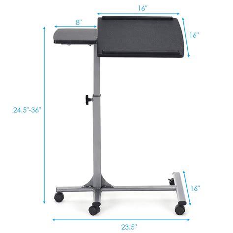 Tangkula Rolling Laptop Desk Cart Mobile Laptop Stand With Tilting