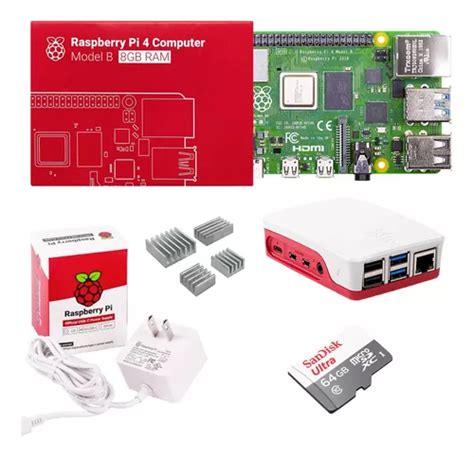 Raspberry Pi 4 B 8gb Fuente Case Oficial Disipador Sd 64gb