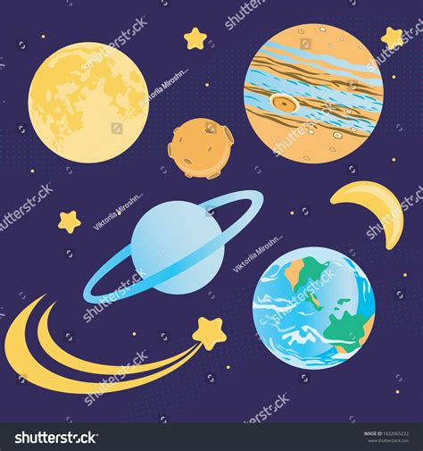 Solar System Planets Earth Moon Saturn Stockvector Rechtenvrij 1832065222 Shutterstock