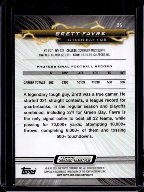 Topps Composite Brett Favre Resurgence Blue And Orange Spark