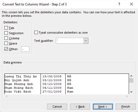 Cách Tách Dữ Liệu Trong 1 ô Excel Sử Dụng Công Cụ Text To Columns