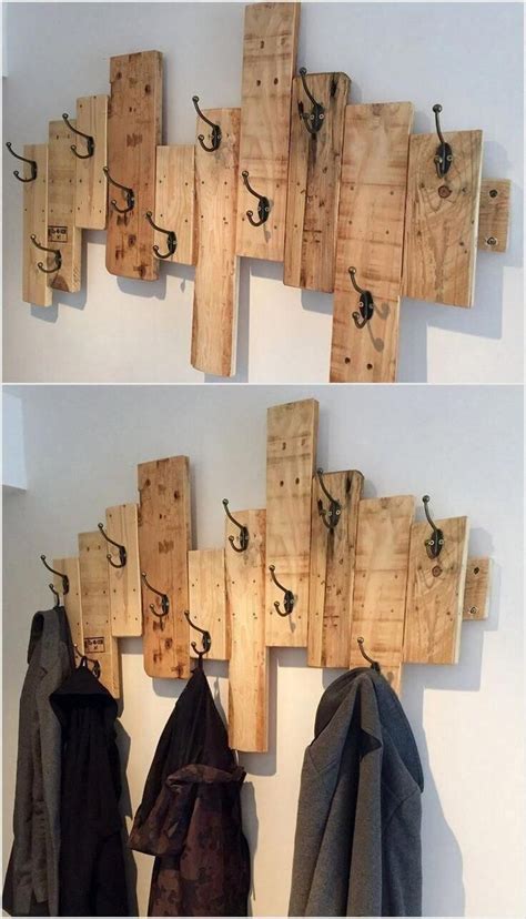 Staggered Barn Wood Wall Mounted Coat Hanger Pallet Home Decor Diy